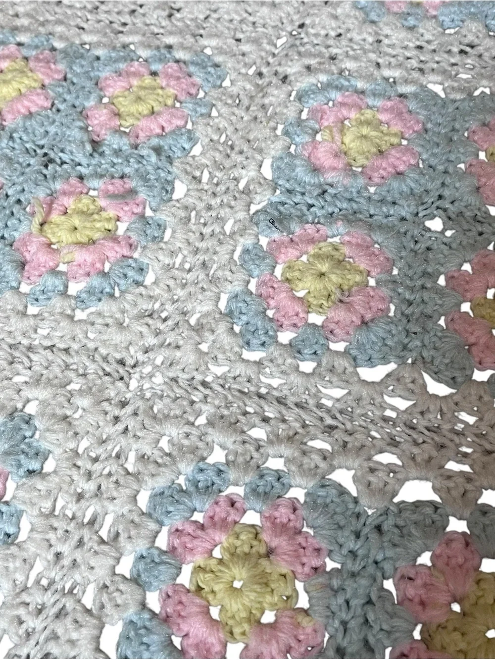 VTG Crochet Baby Blanket Afghan Granny Squares 36